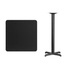 Flash Furniture 30" Square Black Laminate Table Top with 22" x 22" Bar Height Table Base-Black Laminate Top