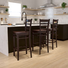Flash Furniture HERCULES Series Ladder Back Walnut Wood Restaurant Barstool-Two Curved Support Bars