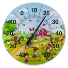 Marathon Large 12" Indoor/Outdoor Thermometer, Farm Scene-Features Canadian-style print suitable for indoor or outdoor usage