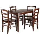 Winsome Wood Inglewood 5-Piece Set Dining Table with 4 Ladderback Chairs (94508)-Made from Solid wood in Walnut finish