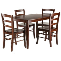 Winsome Wood Inglewood 5-Piece Set Dining Table with 4 Ladderback Chairs (94508)-Made from Solid wood in Walnut finish