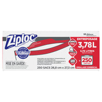 Ziploc One Gallon Double Zipper Storage Bags, 10-9/16" x 10-3/4", 250 Pack-Features new Grip n’ Seal technology