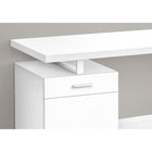 Monarch Specialties 7760 48" Computer Desk - White Left Or Right Facing-Drawer handles, desktop support, and sturdy U-shaped metal leg are in a matching white finish