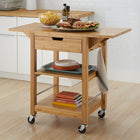TRINITY Kitchen Cart with Drop Leafs, Bamboo (TBFLNA-1406)-Weight capacity (evenly distributed): 40 lbss per shelf / 50 lbss on wood top / 10 lbss per drop leaf / 25 lbss per drawer