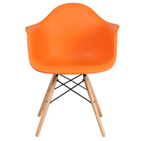 Flash Furniture Alonza Series Orange Plastic Chair with Wooden Legs-Accent Side Chair