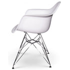 Nicer Furniture Eiffel Style Armchair with Chrome Legs - White - 4 Pack-Straight metal Eiffel dowel legs with floor protectors for hardwood floor