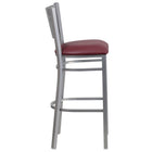 Flash Furniture HERCULES Series Silver Slat Back Metal Restaurant Barstool - Burgundy Vinyl Seat - 2 Pack-Burgundy Vinyl Upholstered Seat