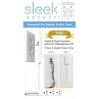 Sleek Socket 3' Ultra-Thin Electrical Outlet Cover with Power Strip-3 ft cord