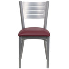 Flash Furniture HERCULES Series Silver Slat Back Metal Restaurant Chair - Burgundy Vinyl Seat-Metal Chair