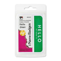 Charles Leonard Self Adhesive Hello Name Badges, Green, 3-3/8" x 2-1/4" (CHL93525)-Name Badges