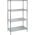 Kleton Heavy-Duty Chromate Wire Shelving, 4 Tiers, 72" W x 63" H x 24" D-Depth: 24"