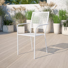 Flash Furniture White Indoor-Outdoor Steel Patio Arm Chair with Square Back-1.2mm Tubular Frame