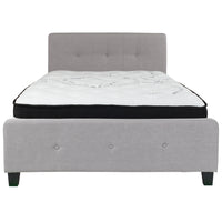 Flash Furniture Tribeca Full Size Tufted Upholstered Platform Bed with Pocket Spring Mattress - Light Grey Fabric-Full Platform Bed and Mattress Set