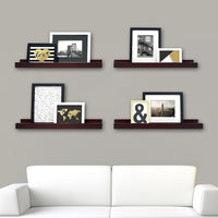 nexxt FN00299-0MC Edge 23" x 4" Picture Frame Ledge, Espresso-Measurement and weight capacity: each floating shelf measures 23"L x 4"W x 2"H. significant length means you have nearly 2 feet of the beautiful display, creating maximum storage space. each shelf holds up to 8 pounds which allows you to place items with a little more weight on each shelf