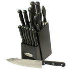 Oceanstar KS1194 Contemporary 15-Piece Knife Set with Block, Elegant Black-Handle shape is ergonomically designed triple-riveted to ensure the handles are strong and secure.