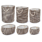 Truu Design Round Storage Baskets, Set of 6, 15.5 x 18 inches, Brown-Each nests in one another, space-saving storage solution when not in use