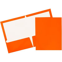 JAM Paper 2 Pocket Laminated Glossy Presentation Folders, Orange, 25 Pack-Orange Glossy Cardstock Folders
