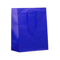 Jam Paper Gift Bags with Rope Handles - Large - 10" x 13" x 5" - Blue Matte - 100 Pack-Color: Blue Matte