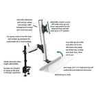 Rocelco EFD Sit To Stand Ergonomic Floating Desk, Black-Box Dimensions: L: 28" x W: 11" x H: 5"