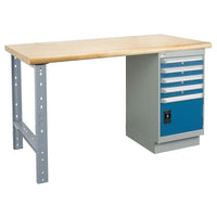 Kleton Workbench, Laminated Top, 1 Pedestal, 4 Drawers and 1 Door, 36"W x 60"L x 34"H-34" overall height