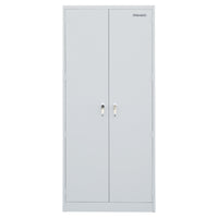 Storemax Large Heavy Gauge Steel Storage Cabinet - Grey-Large Storage Cabinet with ample storage space and 32” width to store bulky items; Constructed of Heavy-Gauge Steel with four (4) adjustable shelves for rigidity and 8  leaf hinges; Integrated levelers compensate for uneven or warped floors