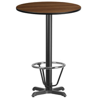 Flash Furniture Laminate 30" X-Base Round Table, Walnut (XURD30WAT22B3F)-Bar Height Hospitality Table