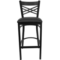 Flash Furniture HERCULES Series Black "X" Back Metal Restaurant Barstool - Black Vinyl Seat - 2 Pack-Set of 2 Metal Dining Bar Stools