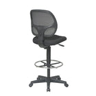 Work Smart Deluxe Mesh Back Drafting Chair with Adjustable Foot Ring, Back, Seat Depth, Black-One-touch pneumatic seat height adjustment easily adjusts the chair to the desired height