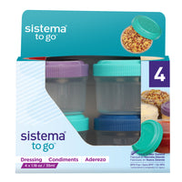 Sistema Dressing To Go, Assorted Colours, 4 Pack-Convenient dressing containers allow you to take your favourite dressing on the go
