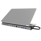 J5Create JCD552 USB-C M.2 NVMe Gen.2 Docking Station - Grey-11 ports, 1 - M.2 NVMe/SATA slot (2230,2242,2260,2280), 1 - USB-C 3.2 Gen 2, 1 - USB-C Power Delivery 3.0, 2 - USB Type-A 3.2 Gen 2, 1 - USB Type-A 3.2 Gen 1, 1 - 4K HDMI, 1 - 4K DisplayPort, 1 - SD & microSD 3.0 memory card reader/writer, 1 - RJ45 Gigabit Ethernet, 1 - Security Lock Slot