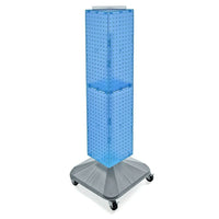 Azar Displays 40" x 8" x 8" 4-Sided Interlocking Pegboard Display Tower with Square Base, Blue (703388-BLU)-Revolves on a square wheeled base