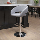 Flash Furniture Contemporary Grey Fabric Adjustable Height Barstool with Rounded Mid-Back & Chrome Base - Grey Fabric-Seat Adjusts from Counter to Bar Height