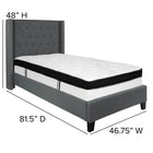 Flash Furniture Riverdale Twin Size Tufted Upholstered Platform Bed with Memory Foam Mattress - Dark Grey Fabric-Dark Grey Fabric Upholstery