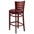 Flash Furniture Darby Series Slat Back Mahogany Wood Restaurant Barstool - Burgundy Vinyl Seat-Burgundy Vinyl Upholstered Seat