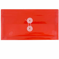 JAM Paper Plastic Envelopes with Button and String Tie Closure #10 Business Booklet - 5.25" x 10" - Red - 12 Pack -Colour: Red 