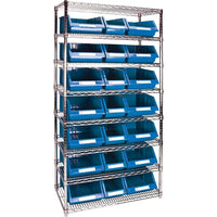 Kleton Heavy-Duty Wire Shelving Units With Storage Bins, 8 Tiers, 36" W x 74" H x 18" D-Depth: 18"
