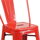 Flash Furniture 24" High Red Metal Indoor-Outdoor Counter Height Stool with Back-Drain Hole in Seat