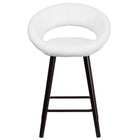 Flash Furniture Kelsey Series 24" High Contemporary Cappuccino Wood Counter Height Stool - White Vinyl-White Vinyl Upholstery
