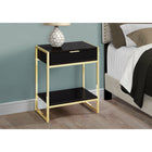 Monarch Specialties 3486 Accent Table - 24"H/Espresso/Gold Metal-Open bottom shelf to store or display additional objects