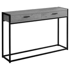 Monarch Specialties 3510 Accent Table - 48"L/Grey/Black Metal Hall Console-2 large storage drawers on metal glides with sleek black metal handles