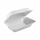 Globe Commercial Products 9" W x 6" D x 3" H Fibre Hinged Lid Bagasse Container - 200 Pack (6013)-200 Pack