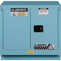 Justrite Sure-Grip Ex Acid/Corrosive Storage Cabinets, 2 Doors, Self-Closing, : 43" x 18" x 44"-Poly liners on shelves and poly sump liner are removable for easy cleaning