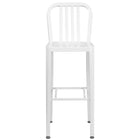 Flash Furniture 30" High White Metal Indoor-Outdoor Barstool with Vertical Slat Back-Industrial Style Modern Barstool