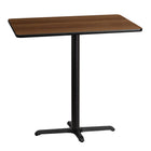 Flash Furniture 30'' x 42'' Rectangular Laminate Table Top, Walnut with 22'' x 30'' Bar-Height Table Base (XUWA3042T2230B)-Bar Height Hospitality Table