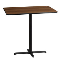 Flash Furniture 30'' x 42'' Rectangular Laminate Table Top, Walnut with 22'' x 30'' Bar-Height Table Base (XUWA3042T2230B)-Bar Height Hospitality Table
