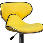 Flash Furniture Contemporary Cozy Mid-Back Yellow Vinyl Adjustable Height Barstool with Chrome Base-CA117 Fire Retardant Foam