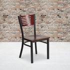 Flash Furniture HERCULES Series Black Slat Back Metal Restaurant Chair - Mahogany Wood Back & Seat-.625'' Thick Plywood Seat