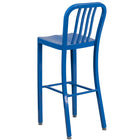 Flash Furniture 30" High Blue Metal Indoor-Outdoor Barstool with Vertical Slat Back-Blue Powder Coat Finish