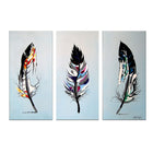 Designart Feathers 3-Panel Bird Canvas Art Print, 36" x 28", (PT1163-3P)-Print