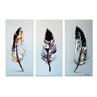 Designart Feathers 3-Panel Bird Canvas Art Print, 36" x 28", (PT1163-3P)-Print